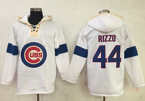 Cubs #44 Anthony Rizzo White Pullover MLB Hoodie